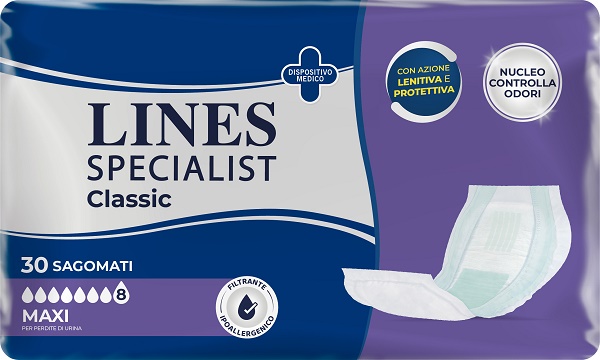 PANNOLONE PER INCONTINENZA LINES SPECIAL CLASSIC SAGOMATO MAXI 30 PEZZI - dottorbianchi.it