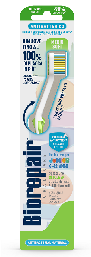 BIOREPAIR ORAL CARE SPAZZOLINO ANTIBATTERICO JUNIOR 6-12 ANNI PIU' COMFORT SETOLE MEDIO SOFT - dottorbianchi.it