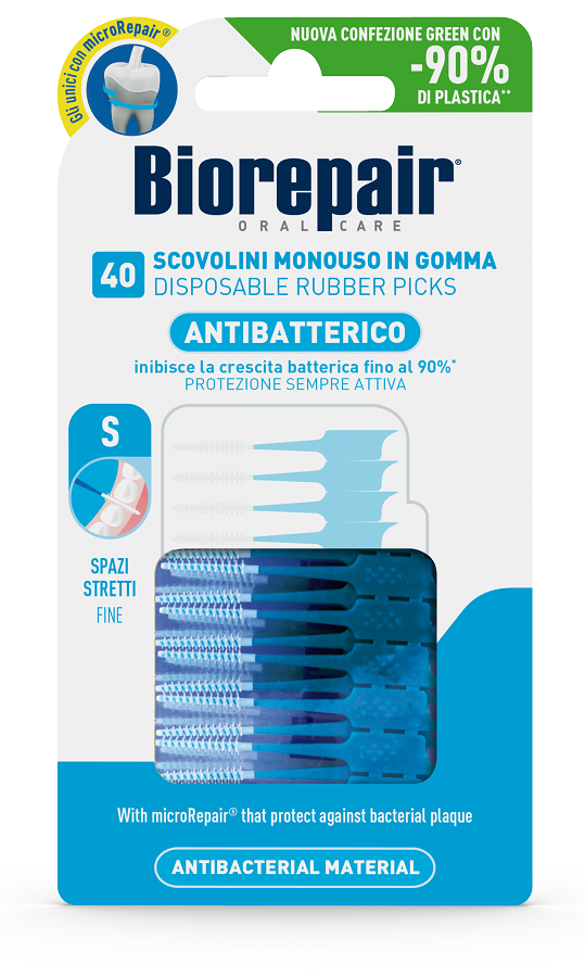 BIOREPAIR ORAL CARE ANTIBATTERICO SCOVOLINI MONOUSO IN GOMMA SPAZI STRETTI 40 PEZZI - dottorbianchi.it