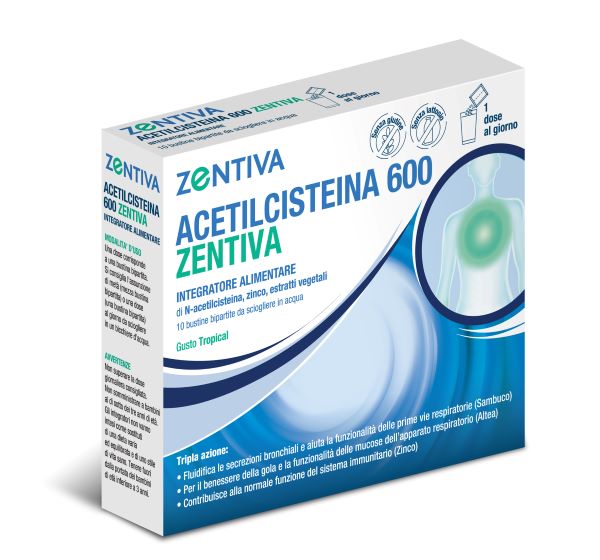 ACETILCISTEINA 600 ZENTIVA 10 BUSTINE BIPARTITE GUSTO TROPICAL - dottorbianchi.it