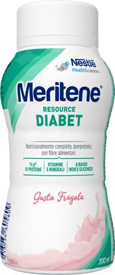 MERITENE RESOURCE DIABET FRAGOLA ALIMENTO IPERPROTEICO 28 VITAMINE E MINERALI 200 ML - dottorbianchi.it