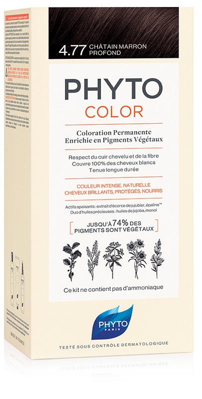 PHYTOCOLOR 4,77 CASTANO MARRONE INTENSO LATTE + CREMA + MASCHERA + 1 PAIO DI GUANTI - dottorbianchi.it