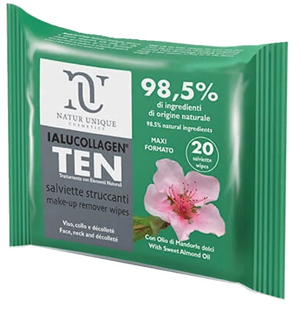 NATUR UNIQUE IALUCOLLAGEN TEN SALVIETTE STRUCCANTI VISO 20 SALVIETTE MAXI - dottorbianchi.it