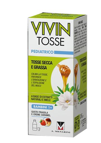 VIVIN TOSSE PEDIATRICO SCIROPPO PER TOSSE SECCA E GRASSA GUSTO FRAGOLA E CREME CARAMEL 150 ML - dottorbianchi.it