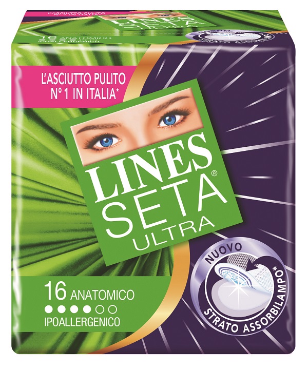 ASSORBENTE LINES SETA ULTRA ANATOMICO 16 PEZZI - dottorbianchi.it