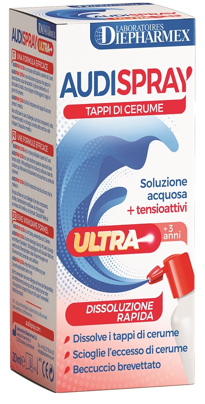 AUDISPRAY ULTRA +3 ANNI SOLUZIONE ACQUOSA + TENSIOATTIVI SPRAY TAPPI DI CERUME 20 ML - dottorbianchi.it