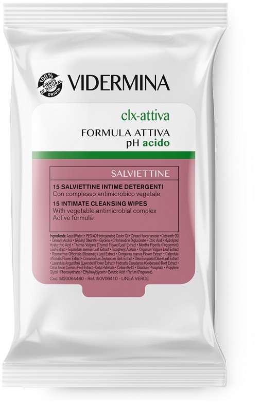 VIDERMINA CLX ATTIVA 15 SALVIETTE INTIME DETERGENTI - dottorbianchi.it
