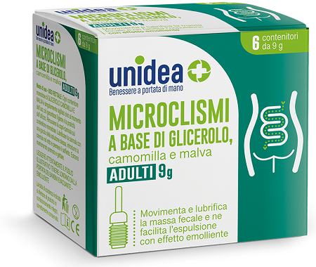 UNIDEA MICROCLISMA PER ADULTI 3G GLICEROLO CAMOMILLA E MALVA 6 PEZZI - dottorbianchi.it