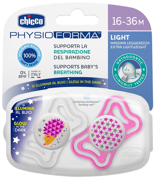 CHICCO SUCCHIETTO LIGHT LUM SILICONE 16-36 MESI 2 PEZZI - dottorbianchi.it