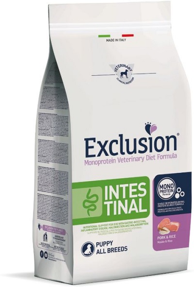 EXCLUSION MONOPROTEIN VETERINARY DIET FORMULA DOG INTESTINAL PUPPY PORK AND RICE ALL BREEDS 2 KG DRY - dottorbianchi.it