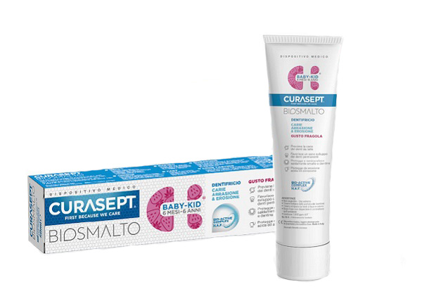 CURASEPT BIOSMALTO DENTIFRICIO BABY KID FRAGOLA CARIE ABRASIONE & EROSIONE 50 ML - dottorbianchi.it