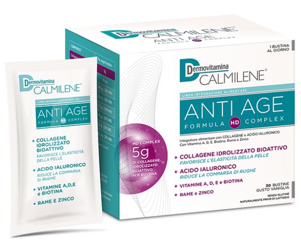 DERMOVITAMINA CALMILENE ANTIAGE IA A BASE DI COLLAGENE E ACIDO IALURONICO POLVERE 30 BUSTINE GUSTO VANIGLIA - dottorbianchi.it