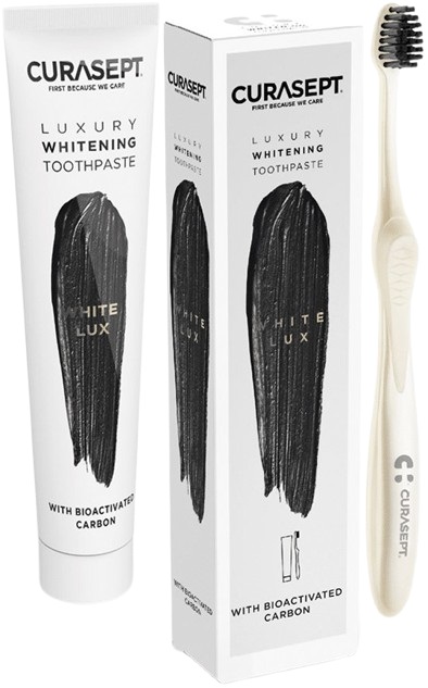 CURASEPT WHITE LUXURY WHITENING DENTIFRICIO 75 ML + SPAZZOLINO - dottorbianchi.it