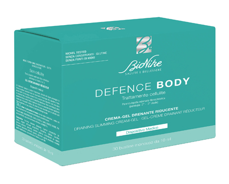 DEFENCE BODY TRATTAMENTO CELLULITE CREMA GEL DRENANTE RIDUCENTE 30 BUSTINE DA 10 ML - dottorbianchi.it