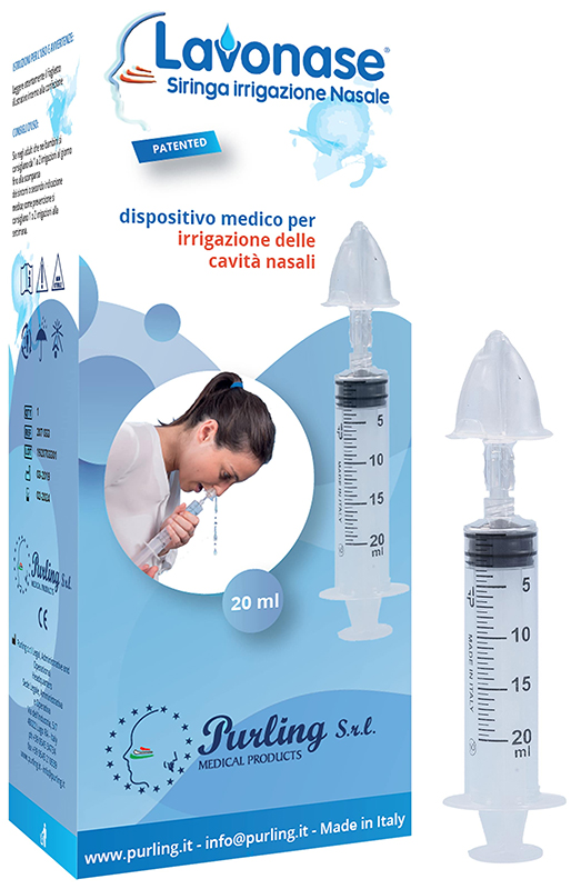 LAVONASE IRRIGAZIONE NASALE NON STERILE SIRINGA 20 ML + LUER-LOCK CON CAPPUCCIO + UGELLO NASALE CON RACCORDO LUER-LOCK + PERFORATORE CON VALVOLA NON RITORNO CON TAPPO - dottorbianchi.it