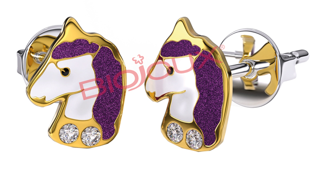 ORECCHINO STERILE BJT702 GP VIOLET UNICORN - dottorbianchi.it