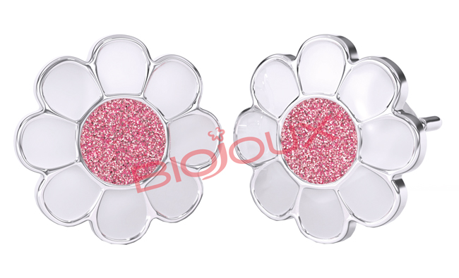 ORECCHINO STERILE BJT713 STS ROSE FLOWER - dottorbianchi.it