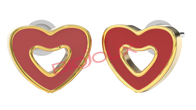 ORECCHINO STERILE BJT715 GP RED HEART - dottorbianchi.it