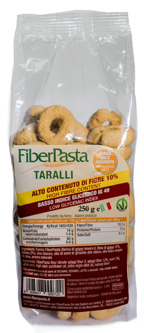 FIBERPASTA TARALLI BASSO INDICE GLICEMICO 250 G - dottorbianchi.it