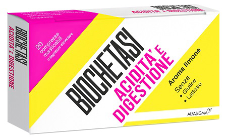 BIOCHETASI ACIDITA' E DIGESTIONE 20 COMPRESSE MASTICABILI AROMA LIMONE - dottorbianchi.it