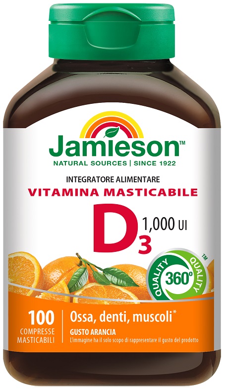 JAMIESON VITAMINA D MASTICABILE ARANCIA 100 COMPRESSE - dottorbianchi.it