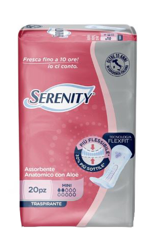 SERENITY ASSORBENTE ANATOMICO CON ALOE FLEXIT MINI 20 PEZZI - dottorbianchi.it