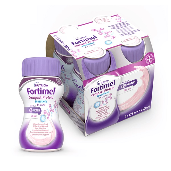 NUTRICIA FORTIMEL COMPACT PROTEIN GUSTO FRUTTI ROSSI RINFRESCANTI 4 BOTTIGLIE DA 125 ML - dottorbianchi.it
