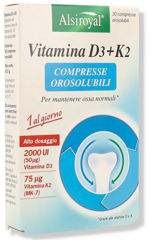 ALSIROYAL VITAMINA D3+K2 30 COMPRESSE OROSOLUBILI - dottorbianchi.it