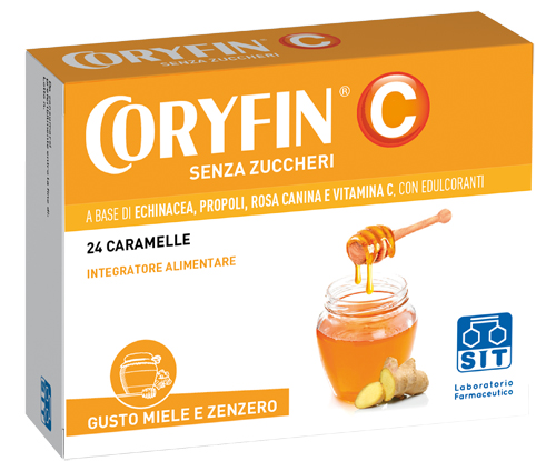 CORYFIN C SENZA ZUCCHERO MIELE ZENZERO 24 CARAMELLE - dottorbianchi.it