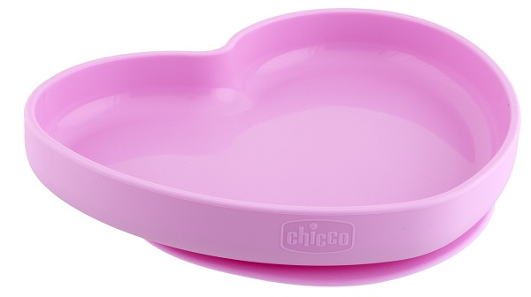CHICCO PIATTO CUORE VENTOSA SILICONE ROSA - dottorbianchi.it