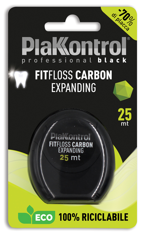 PLAKKONTROL PROFESSIONAL BLACK FITFLOSS CARBON EXPANDING FILO INTERDENTALE 25 METRI FRESH MINT - dottorbianchi.it