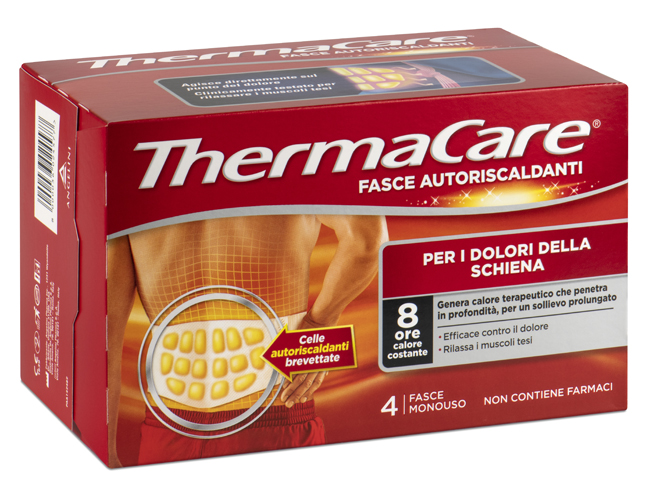 FASCIA AUTORISCALDANTE A CALORE TERAPEUTICO THERMACARE SCHIENA 4 PEZZI - dottorbianchi.it
