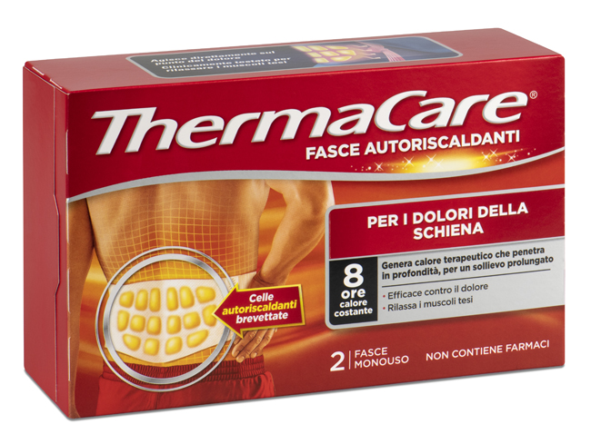 FASCIA AUTORISCALDANTE A CALORE TERAPEUTICO THERMACARE SCHIENA 2 PEZZI - dottorbianchi.it