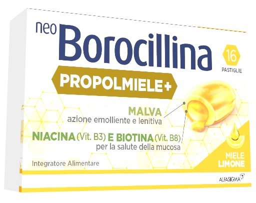 NEOBOROCILLINA PROPOLMIELE+ MIELE/LIMONE 16 PASTIGLIE - dottorbianchi.it