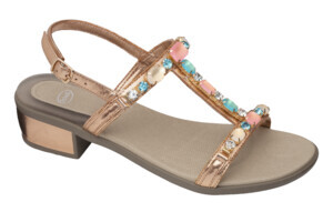 CAPRI T-BAR SYNTHETIC+JEWELRY W ORO ROSA 38 - dottorbianchi.it