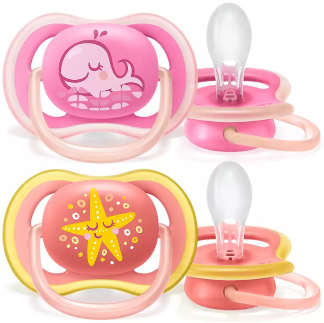AVENT ULTRA AIR SUCCHIETTO BALENA/STELLA FEMMINA 6-18 MESI 2 PEZZI - dottorbianchi.it