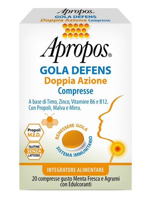 APROPOS GOLA DEFENS DOPPIA AZIONE 20 COMPRESSE - dottorbianchi.it