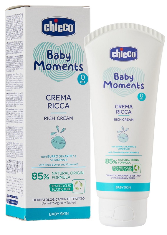 CHICCO BABY MOMENTS CREMA RICCA CON BURRO DI KARITE' E VITAMINA E 100 ML - dottorbianchi.it