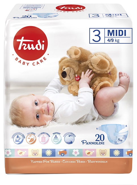 TRUDI BABY CARE PANNOLINO BAMBINI MIDI 4/9 KG 20 PEZZI - dottorbianchi.it