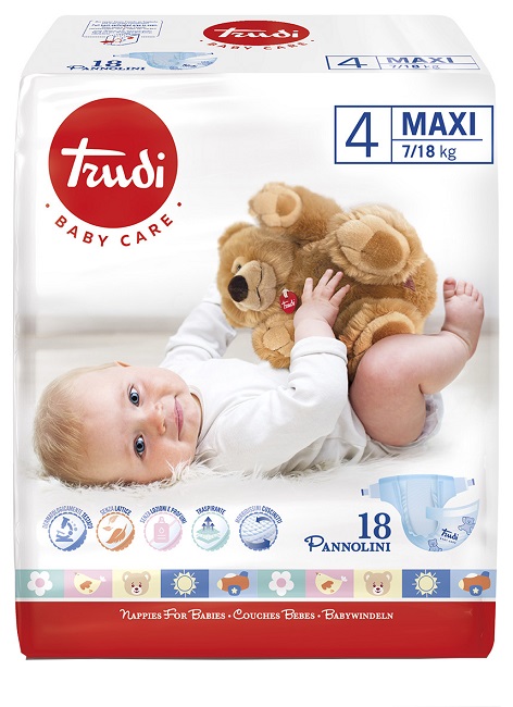 TRUDI BABY CARE PANNOLINO BAMBINI MAXI 7/18 KG 18 PEZZI - dottorbianchi.it