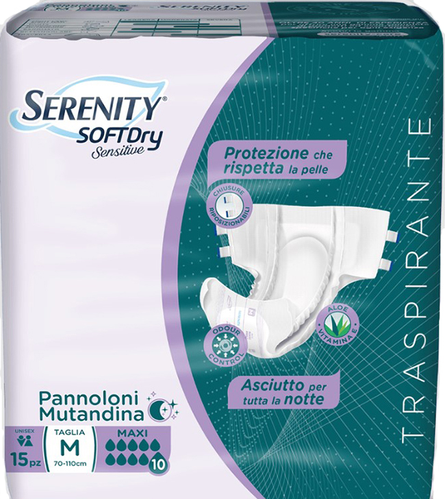 PANNOLONE MUTANDINA SERENITY SD SENSITIVE MAXI M 15 PEZZI - dottorbianchi.it