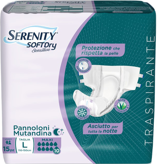 PANNOLONE MUTANDINA SERENITY SD SENSITIVE MAXI L 15 PEZZI - dottorbianchi.it