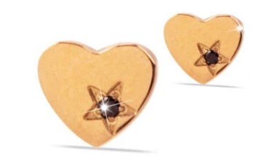 MJ POST 305 CUORE ORO ROSA CON ZIRCONE NERO - dottorbianchi.it