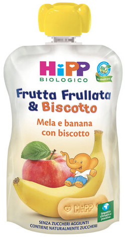HIPP BIO FRUTTA FRULLATA&BISCOTTO MELA BANANA BISCOTTO 90 G - dottorbianchi.it