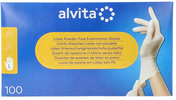 GUANTI DA ISPEZIONE ALVITA IN LATTICE SENZA TALCO L 100 PEZZI - dottorbianchi.it