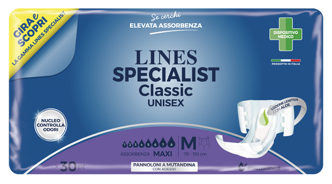 PANNOLONE A MUTANDINA LINES SPECIALIST CLASSIC MAXI MISURA MEDIA 30 PEZZI - dottorbianchi.it