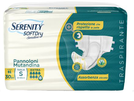 SERENITY PANNOLONE MUTANDINA SD SENSITIVE EXTRA TAGLIA S 30 PEZZI - dottorbianchi.it