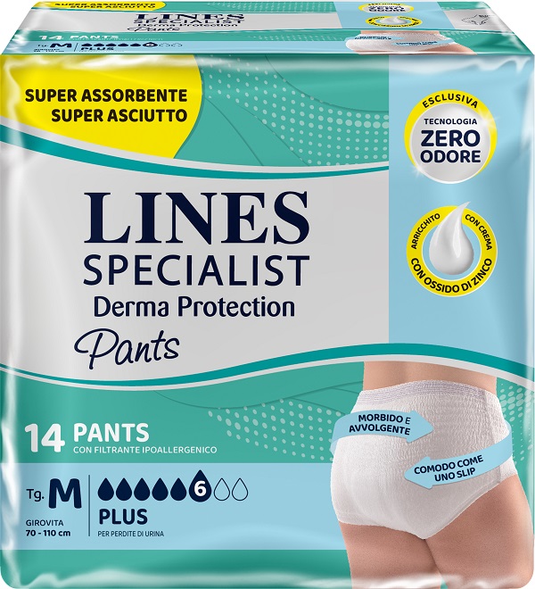PANNOLONE PER INCONTINENZA LINES SPECIALIST DERMA PANTS PLUS M 14 PEZZI - dottorbianchi.it
