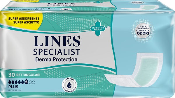 PANNOLONE PER INCONTINENZA LINES SPECIALIST DERMA RETTANGOLARE 30 PEZZI - dottorbianchi.it
