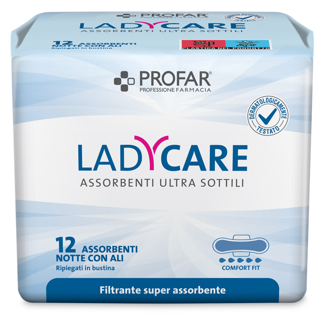LADYCARE ASSORBENTI NOTTE CON ALI 12 PEZZI PROFAR - dottorbianchi.it